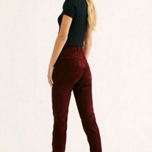 NEW Stella Velvet High-Rise Skinny pants burgundy - Picture 2 of 9